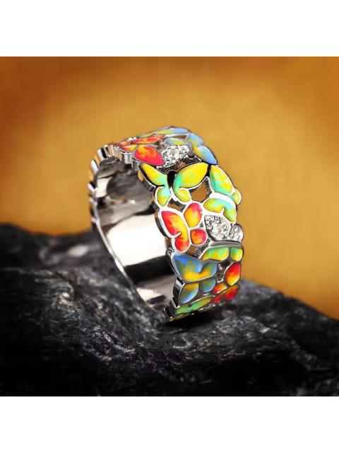 Other Designers Jewelry - Creative Flowers Art Enamel Ring ( Size 6-10 )