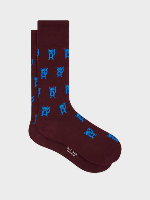 Paul Smith Burgundy 'Cat' Socks