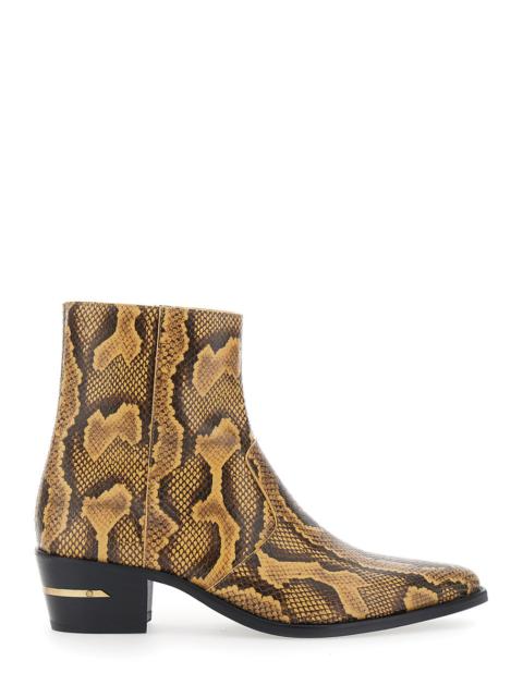 AMIRI Amiri Men Python Ma Pointy Boots With Sharp Toe And Leather Detail. Brown. Man