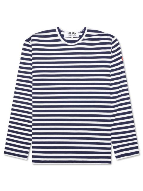 Comme des Garçons PLAY COMME DES GARCONS PLAY X THE ARTIST INVADER STRIPED L/S TEE - BLUE/WHITE
