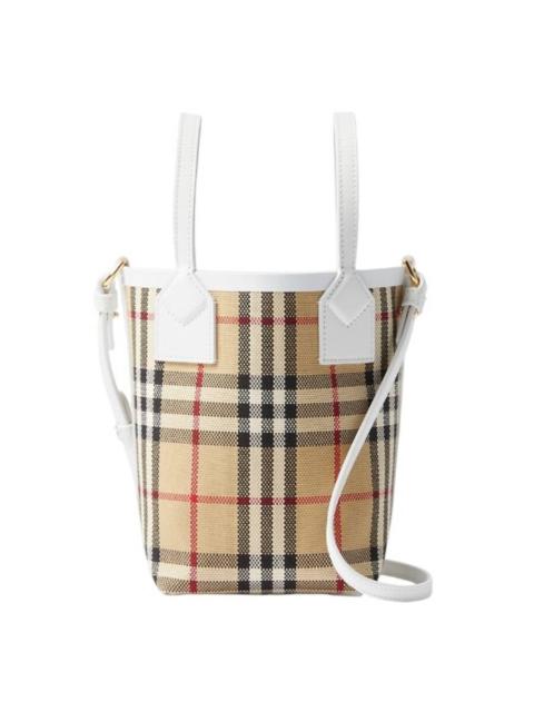 Burberry Burberry Mini London Canvas Leather Check Tote Bag