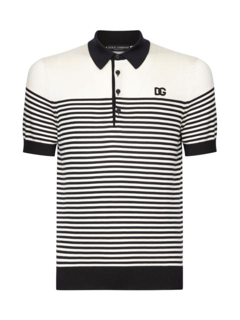 Dolce & Gabbana STRIPED LOGO-EMBROIDERED POLO SHIRT