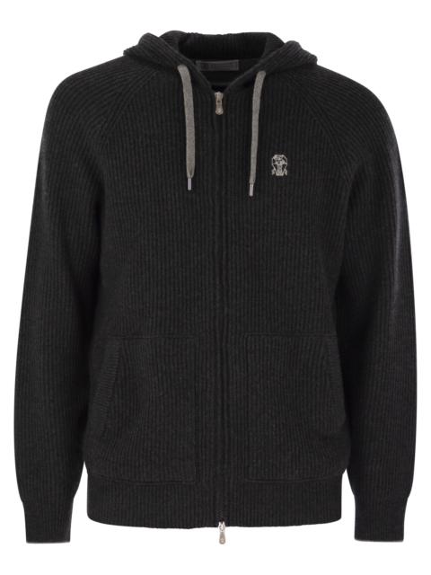 Brunello Cucinelli Brunello Cucinelli Men English Rib Cashmere Knit Hooded Topwear