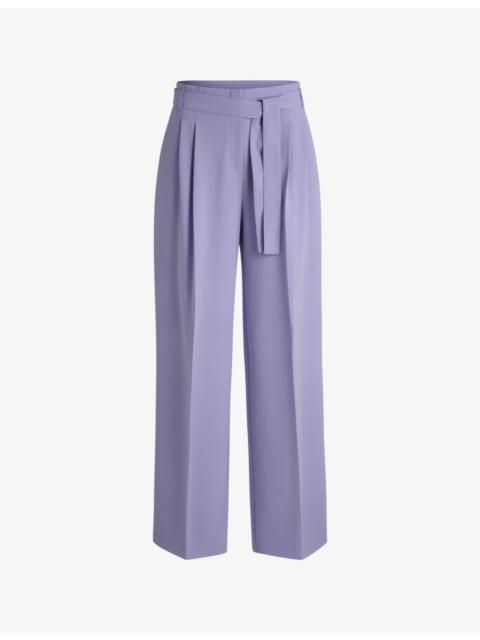 BOSS Wide-leg high-rise belted woven trousers