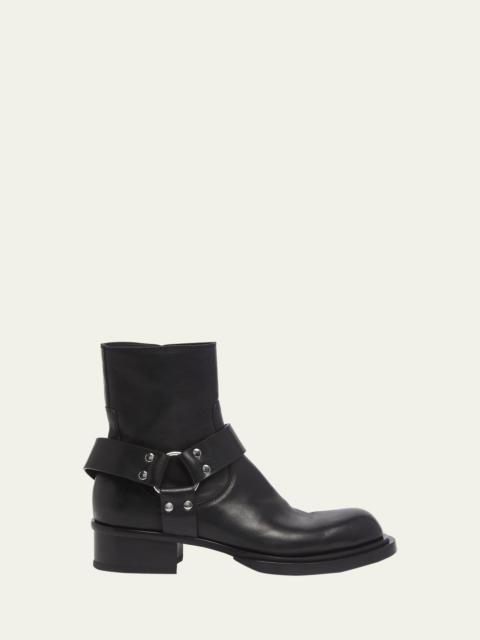 Alexander McQueen Men's Cuban Stack Leather Ankle Boots