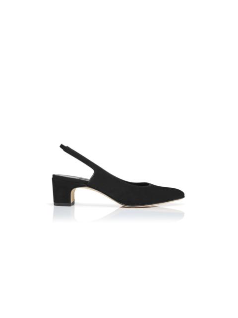 Manolo Blahnik Black Suede Slingback Pumps