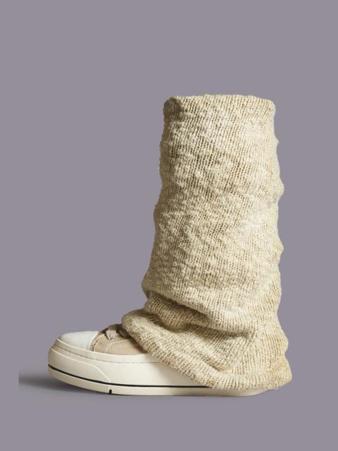 R13 KURT HIGH TOP SNEAKER WITH WARMER - LIGHT KHAKI PLAIN KNIT