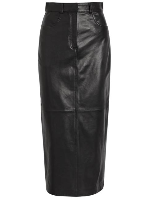 NOUR HAMMOUR Nour Hammour Ghalia Panelled Leather Midi Skirt