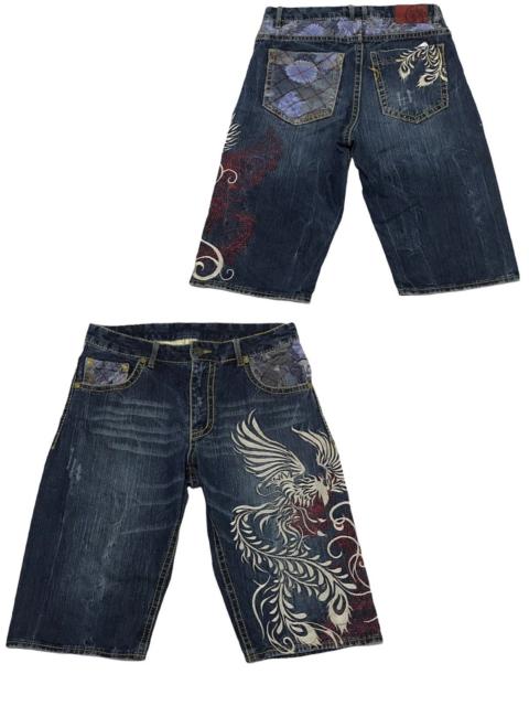 Custom - Japanese Birds Native Design Embroidery Short Jeans