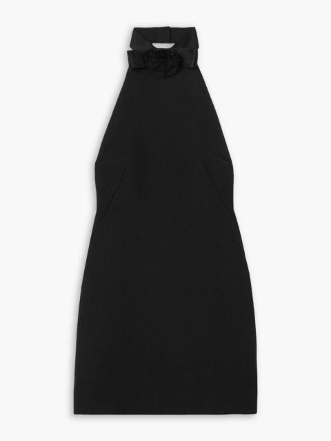 Dolce & Gabbana Appliquéd wool-crepe halterneck mini dress