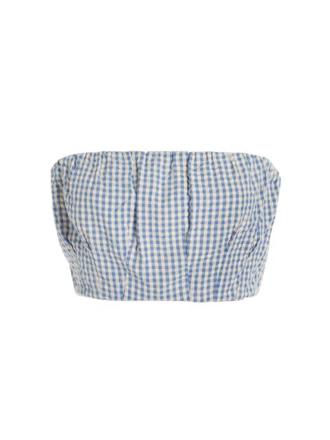 POSSE Mira Gingham Cotton Crop Top blue