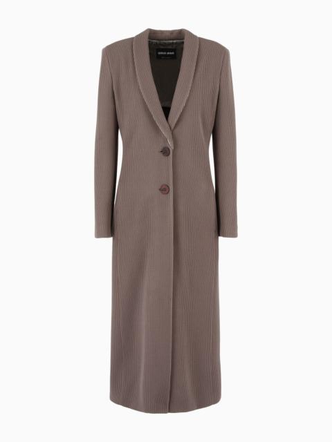 GIORGIO ARMANI Long single-breasted canneté jersey coat