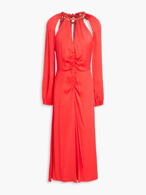 VERONICA BEARD Fayla cutout silk-blend satin midi dress