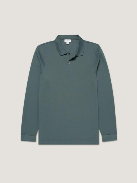 Sunspel Long Sleeve Piqué Polo Shirt