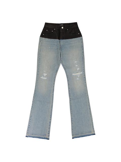 AMIRI Hybrid Bootleg Jeans w/ Leather "SKY INDIGO / BLACK"