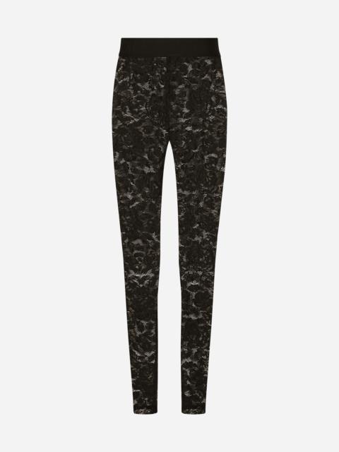 Dolce & Gabbana Floral lace-stitch leggings