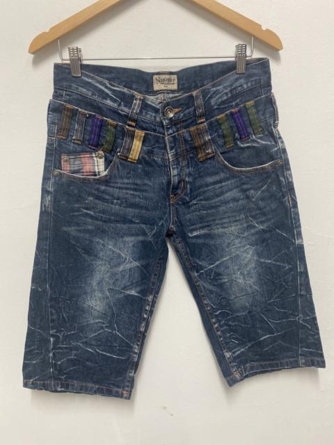 Nylaus Colorful Loop Distressed Denim Shorts – Plaid Pocket Edition