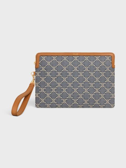 CELINE SMALL POUCH WITH STRAP CUIR TRIOMPHE IN JACQAURD TRIOMPHE ALL OVER