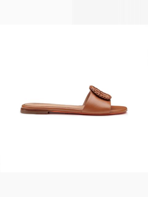 Santoni Women's brown leather slide sandal
