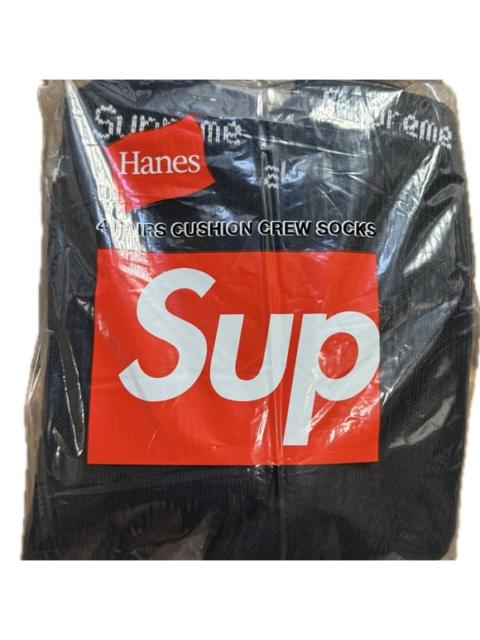 Supreme Supreme x Hanes Black Cushion Crew Socks (4-Pack) | Brand New Sealed