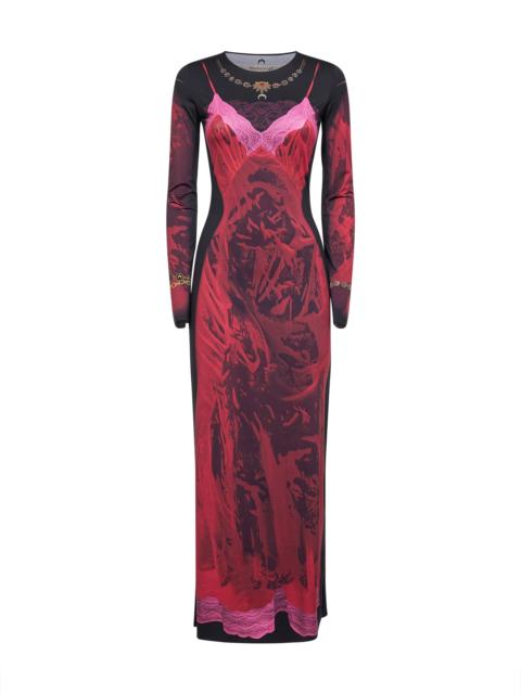 Marine Serre Red printed jersey Wet Nuisette long dress