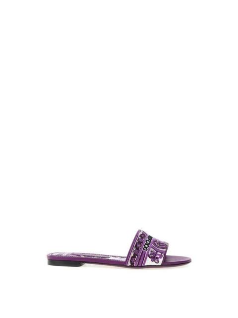 Dolce & Gabbana DOLCE&GABBANA Maiolica Purple Slides New (Women's size:6;)