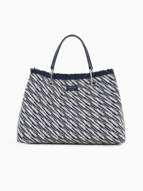 EMPORIO ARMANI MYEA LARGE BASKETWEAVE SHOPPER BAG