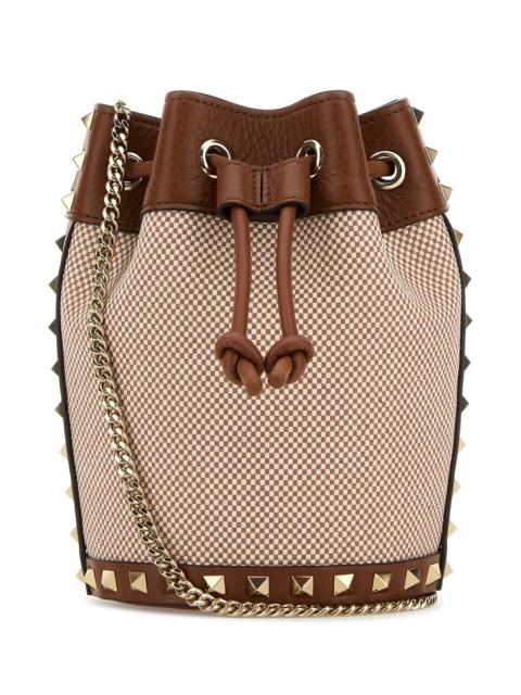 Valentino Two-tone canvas Rockstud bucket bag