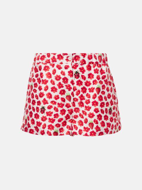 VERSACE Floral printed silk twill shorts