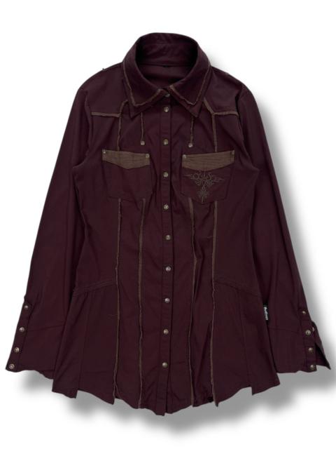 Japanese Brand - Ozz Croce Gothic Western Shirt w/ Embroidery & Strap Detail