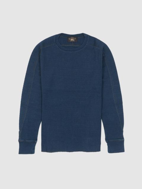 RRL by Ralph Lauren Double RL Long Sleeve Crew Neck Indigo Jacquard - Knit Waffle T-Shirt