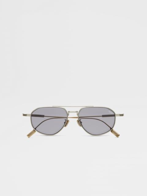 ZEGNA SATIN PALLADIUM TITANIUM SUNGLASSES