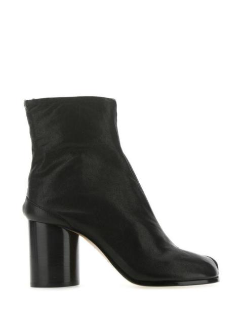Maison Margiela Woman Black Leather Tabi Ankle Boots