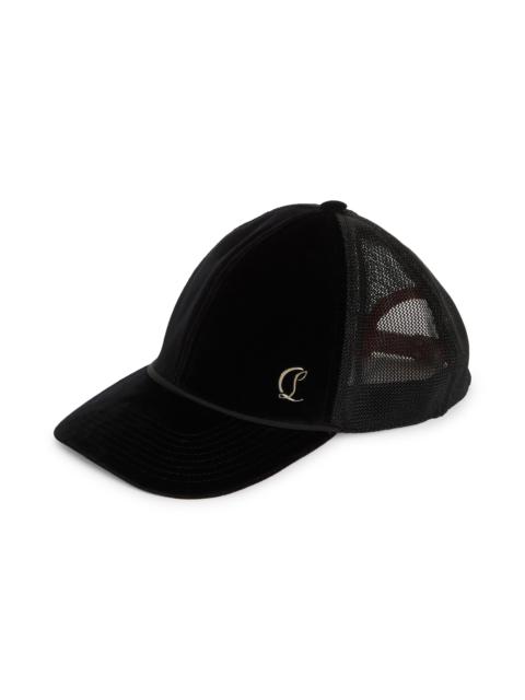 Christian Louboutin Christian Louboutin Aliochitto Monogram Logo Velvet Trucker Hat in Black at Nordstrom