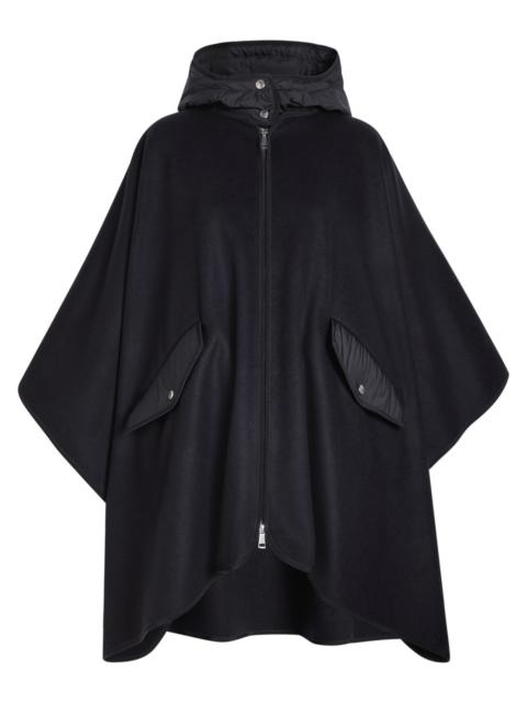 Moncler Moncler Hooded Shell and Wool-blend Cape Coat