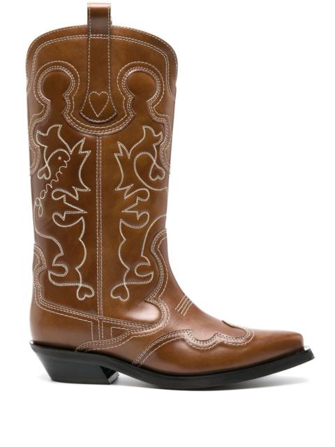 GANNI Leather western boots