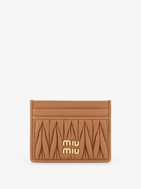 Miu Miu Miu Miu Quilted Leather Card Holder With Metal Lettering Logo