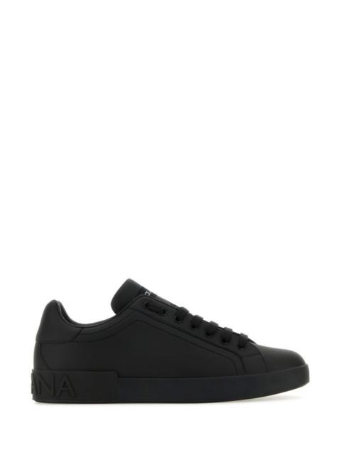Dolce & Gabbana Man Black Leather Portofino Sneakers