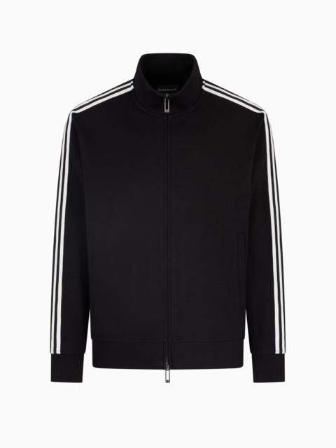 EMPORIO ARMANI FULL-ZIP SWEATSHIRT IN JERSEY WITH LOGO BANDS