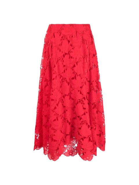 Valentino Valentino Garavani Floral-Lace Midi Skirt