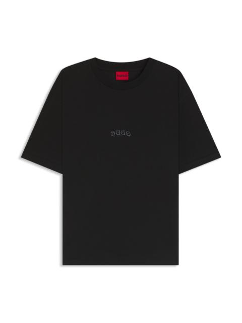 HUGO COTTON JERSEY T-SHIRT WITH CURVED EMBROIDERED LOGO