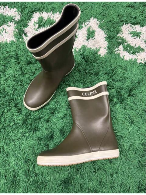 CELINE  Celine Khaki Rubber Rain Boots