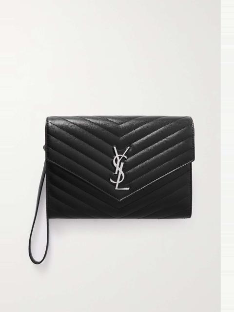 Monogramme quilted textured-leather pouch