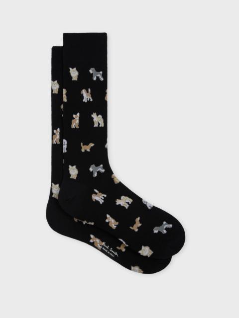 Paul Smith Black Cotton-Blend 'Dogs' Socks