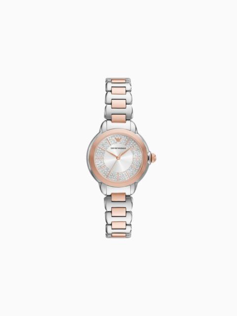 EMPORIO ARMANI THREE-HAND TWO-TONE STAINLESS STEEL WATCH