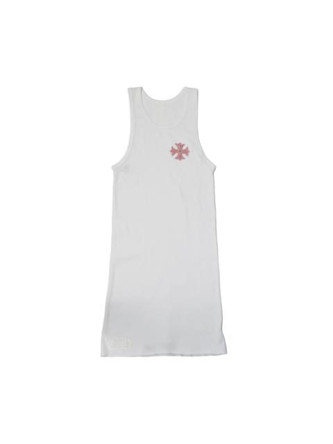 Chrome Hearts Chrome Hearts Ribbed Pink Leather Cross Patch Tank Top White