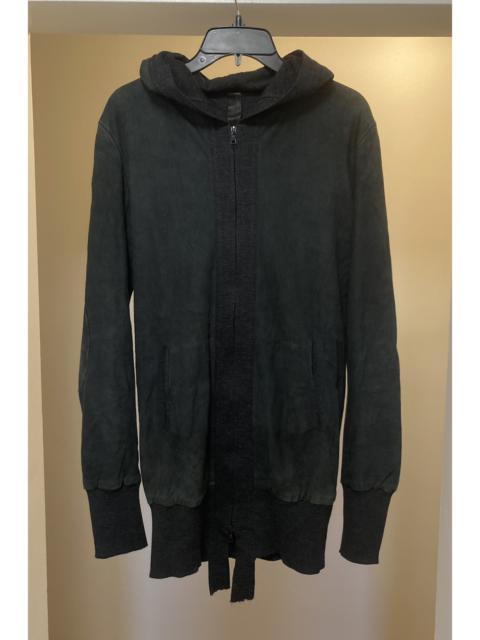 Wool lined leather hoodie