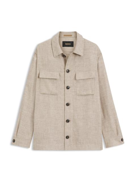 BOSS REGULAR-FIT OVERSHIRT IN VIRGIN WOOL, SILK AND LINEN