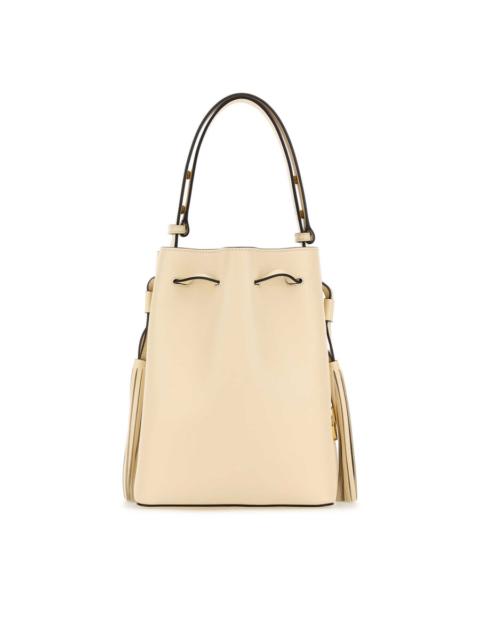 Valentino Valentino Garavani Ivory Leather Vlogo Signature Bucket Bag