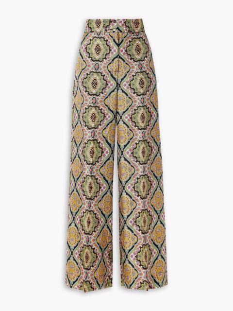 Etro Printed silk-twill wide-leg pants